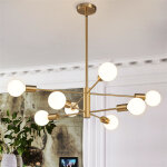 Lustre spoutnik moderne, plafonnier � 8 t�tes, avec culot e27, ampoule non incluse, luminaire spoutnik ...