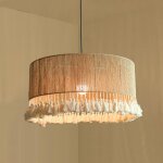 Lustre de style romain avec abat - jour en corde de chanvre et pompon en coton, hauteur r�glable de 1, ...