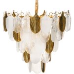 Lustre suspendu glamour en mtal verre cristaux et laiton 46 cm transparent aguirre