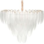 Lustre suspendu glamour en métal verre cristaux et laiton 60 cm feuille transparent mahaica Lustre suspendu glamour en métal verre cristaux et laiton 60 cm feuille transparent mahaica
