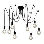 Fitags - lustre suspendu tte de mort style vintage rtro loft spider, plafonnier noir