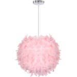 Lustre suspension  30cm plafonnier lustre plume rose suspension luminaire pour chambre salon (rose) ...