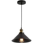 Lustre, suspension contemporaine en mtal avec abat - jour noir, finition noir mat, style industriel, ...