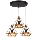 Lustre suspension industrielle 25cm en forme diamant corde de chanvre ajustable luminaire pour salle ... Lustre suspension industrielle 25cm en forme diamant corde de chanvre ajustable luminaire pour salle ...