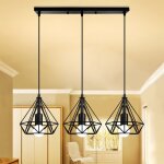 Lustre suspension industrielle de 3 luminaire cage diamant vintage , e27 lampe de plafond abat - jour ...