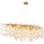 Lustre suspension lampe suspendue cristaux de verre dor� ambre clair l 150 cm
