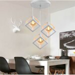 Lustre suspension led 3 lampe cube carr� en m�tal luminaire design industrielle eclairage plafond lumiaire ...