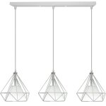 Lustre suspension luminaire industrielle g�om�trie nid cage diamant blanc, lampe de plafond vintage abat ...