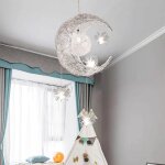 Lustre suspension en métal style lune 25cm led créatif moderne lampe de plafond lumière blanche froide ... Lustre suspension en métal style lune 25cm led créatif moderne lampe de plafond lumière blanche froide ...