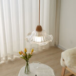 Lustres, suspension moderne en laiton bross� avec verre transparent, lampes suspendues en m�tal for chambre ...