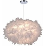 Lustre suspension moderne lustre ovale en plumes blanche suspension luminaire pour chambre, � 40cm, hauteur ...