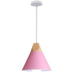 Lustre suspension moderne plafonnier luminaire en mtal et bois lampe  suspension rglable rose e27 ...