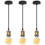 Lustre suspension rtro lampe  suspension en mtal luminaire plafonnier rglable noir e27 pour chambre ...