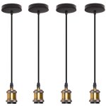 Lustre suspension rtro lampe  suspension en mtal luminaire plafonnier rglable noir e27 pour chambre ...