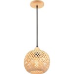 Lustre suspension style bohme abat - jour en bambou lampe suspendue rustique vintage luminaire e27 pour ...