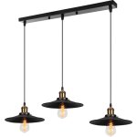 Lustre suspension vintage industriel e27 luminaire plafonnier intrieur 3 luminaires abat - jour de chapeau ...