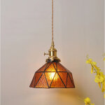 Lustre en verre et laiton, ambre pr�cieux, adapt� aux bars et restaurants, tables de chevet, etc. , style ...