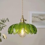 Lustre en verre style pastoral r�tro sans source de lumi�re pothos vert