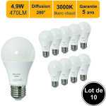 Lutece - arc - jamais utilis�] lot de 10 ampoules led e27 4, 9w 470lm 3000k - garantie 5 ans