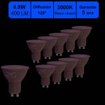 Lutece - arc - jamais utilis�] lot de 10 ampoules led gu10 4, 9w - 120� - 400lm 3000k - garantie 5 ans ...