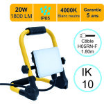 Lutece - arc - projecteur de chantier led 20w 1800 lm ip65 4000k c�ble 1, 8m - garantie 5 ans