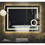 Miroir salle de bain led - miroir salle bain avec �clairage int�gr� miroir mural lumineux anti buee grossissan ...