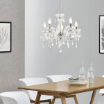 [lux. pro] lustre lgant luminaire suspendue lampe suspension mtal et plastique 5 x e14 blanc diamtre ...