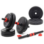 Luxtri kit d?halt�res courts - poids total 15 kg - coffret avec 8 plaques en fonte et 2 barres halt�res ...