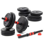 Luxtri kit d?halt�res courts - poids total 20 kg - coffret avec 12 plaques en fonte et 2 barres halt�res ...