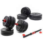 Luxtri kit d?halt�res courts - poids total 30 kg - coffret avec 16 plaques en fonte et 2 barres halt�res ...