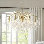 Luxueux lustre � 9 branches en cristal lustre cristal transparent plafonnier lampe � suspension verre ...