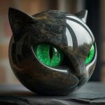 Luxury black cat stone sculpture figurine t�te de chat en r�sine pierre marbr�e ? d�coration miniature ...
