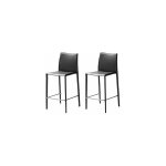 M&s - lot de 2 chaises de bar en cuir recyclé coloris noir - bora bora M&s - lot de 2 chaises de bar en cuir recyclé coloris noir - bora bora