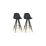 M&s - lot de 2 chaises de bar h65 cm noir pieds noirs et dorés - circos M&s - lot de 2 chaises de bar h65 cm noir pieds noirs et dorés - circos