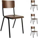 M&s - lot de 4 chaises écolier décor noyer et métal noir - scuola M&s - lot de 4 chaises écolier décor noyer et métal noir - scuola