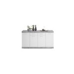 M&s - buffet 4 portes et 2 tiroirs 160 cm xl gris bton et blanc - middo