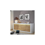 M&s - buffet 4 portes 220x50x82 cm blanc brillant et chne - floyd