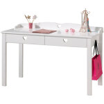 M&s - bureau 2 tiroirs 130x60x84, 5 cm en pin blanc - amorena