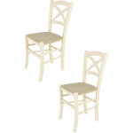 Tommychairs - set 2 chaises cross pour cuisine, bar et salle  manger, robuste structure en bois de htre ...