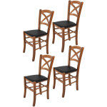 Tommychairs - set 4 chaises cross pour cuisine, bar et salle  manger, robuste structure en bois de htre ...