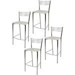 Tommychairs - set 4 tabourets elena pour cuisine, bar et salle � manger, robuste structure en acier chrom� ...