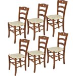 Tommychairs - set 6 chaises cuore pour cuisine, bar et salle  manger, robuste structure en bois de htre ...