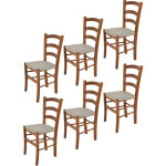 Tommychairs - set 6 chaises venice pour cuisine, bar et salle  manger, robuste structure en bois de ...