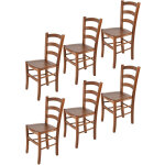 Tommychairs - set 6 chaises venice pour cuisine, bar et salle  manger, robuste structure en bois de ...