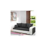 M&s - canapé 3 places convertible en tissu gris foncé et pu blanc - fullspace M&s - canapé 3 places convertible en tissu gris foncé et pu blanc - fullspace
