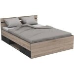 M&s - demeyere michigan lit adulte 140x190 cm - 2 tiroirs et 1 niche - industriel - d�cor chene bross� ...