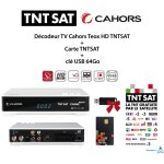 M - e - pack d�codeur tv cahors teox hd tntsat + carte tntsat + cl� usb 64go - blanc, noir