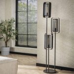 M&s - lampadaire 3 lampes 42x42x170 cm en mtal maill noir - mailli
