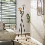 M&s - lampadaire 3 lampes boules 45x174 cm en verre chrom, ambr et noir