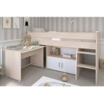 M&s - lit combin� enfant zola 90x200 cm - 2 portes - avec bureau - d�cor acacia clair et blanc - l 206, ...